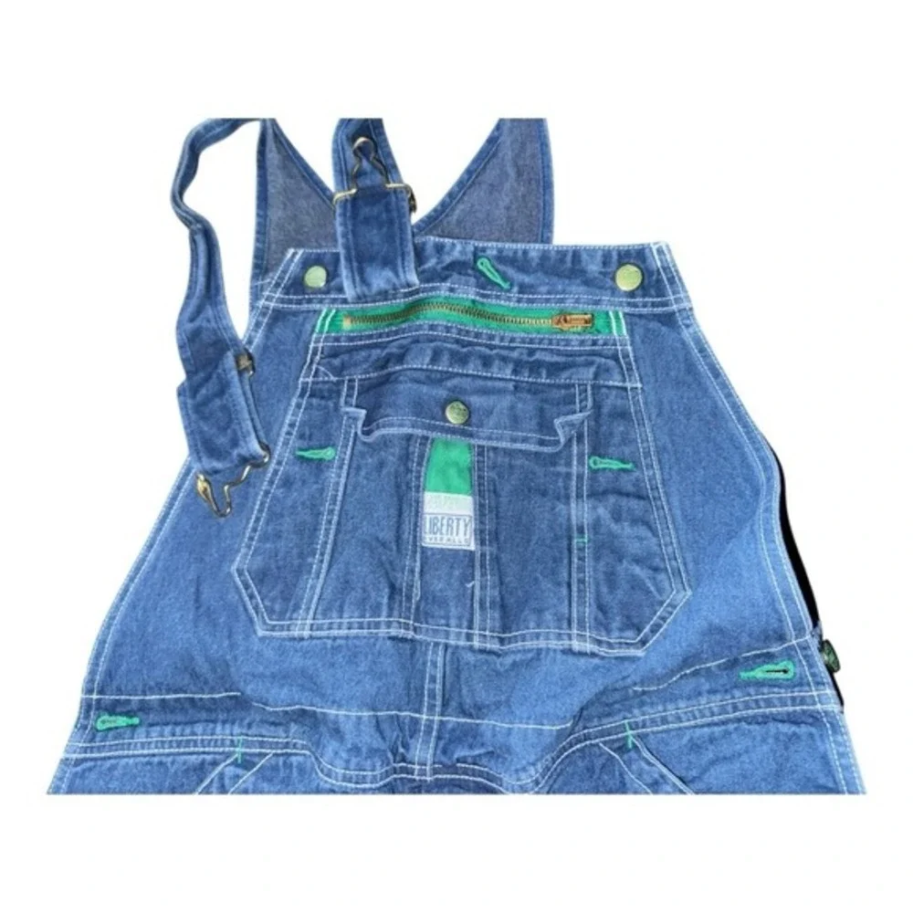VTG Liberty‎ Distressed medium wash denim bib overalls size 36